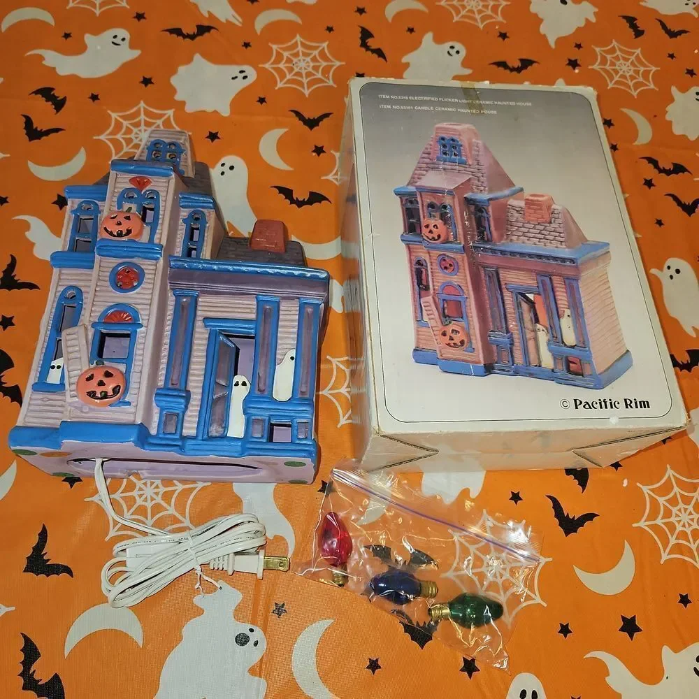 Pacific Rim Electrified Ceramic Haunted House with Lights